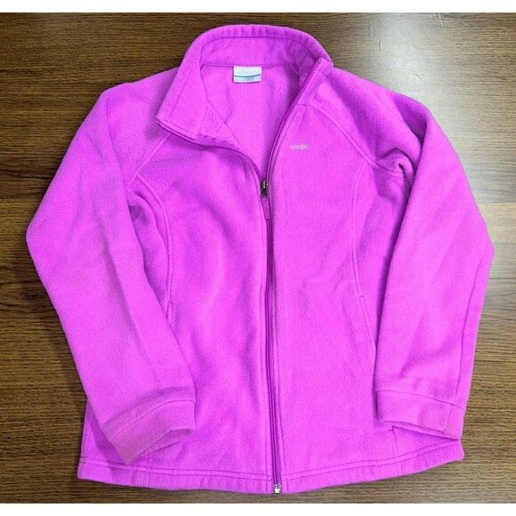 Columbia Jacket Girls Large 14/16 Fleece Full Zip Long Sleeve‎ Pockets Pink READ - Picture 1 of 7